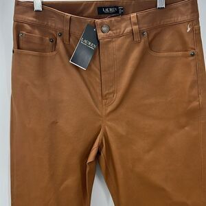 Lauren Ralph Lauren black label size 10 lamb leather skinny leg ankle pants